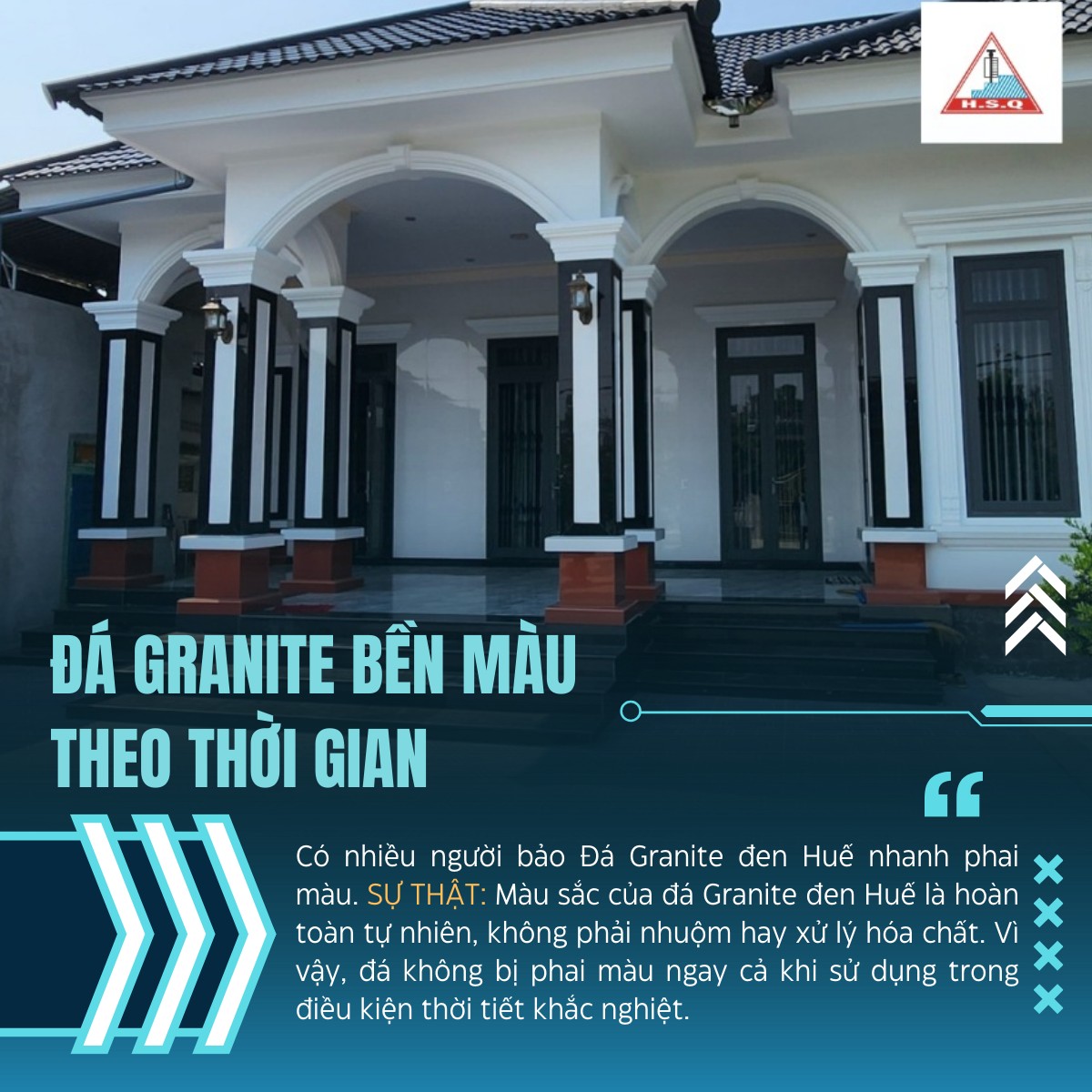 Đá Granite đen Huế bền màu theo thời gian.